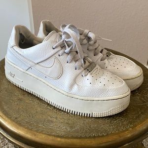 Nike Air Force One white sneakers, size 7